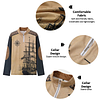 Men's Retro Nautical Sailing Compass Print Zipper Stand Collar Sweatshirt Christmas Holiday Tops Khaki Gray Black by Inlyline