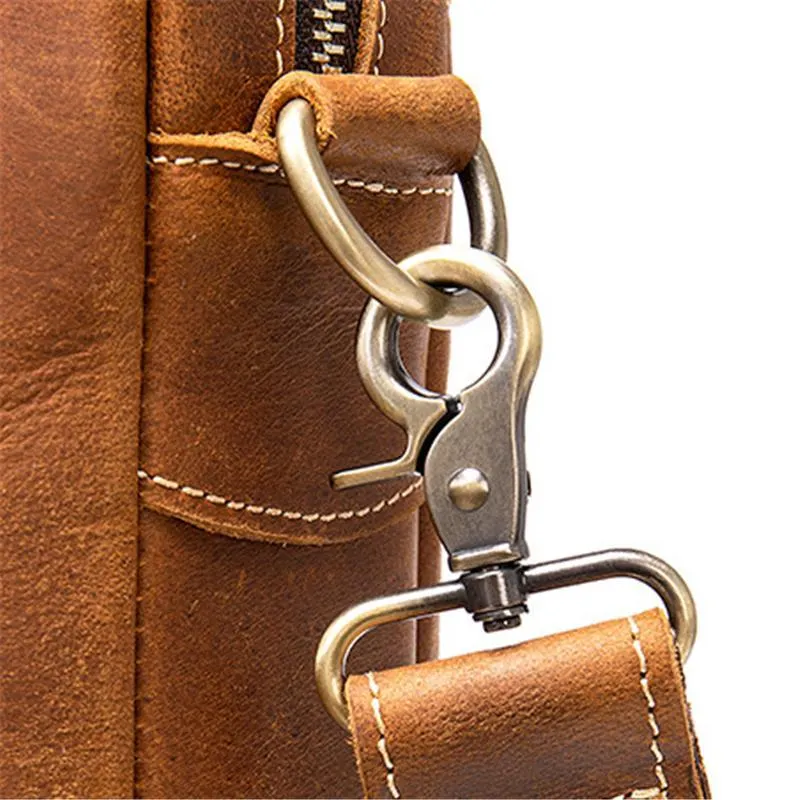 Vintage Style Leather Large Capacity Business Handbag Crossbody Bag