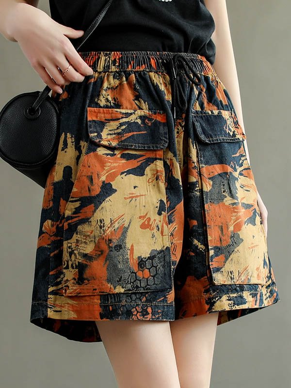 Casual Camouflage Wide Leg Shorts