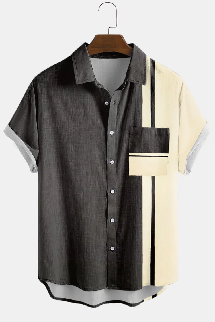 Tiboyz Casual Contrast Panel Short Sleeve Shirt