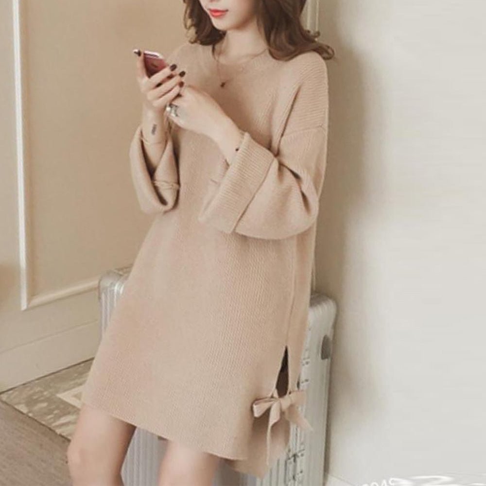 Women's Spring Korean Temperament Commute Mid-length Knitted Dress