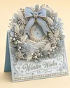 6pcs DIY Christmas Wreath Pearl Art Diamond Painting 3D Greeting Card