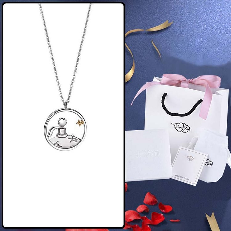Little Prince And Fox Pendant 925 Sterling Silver Couple Necklace - Modakawa modakawa