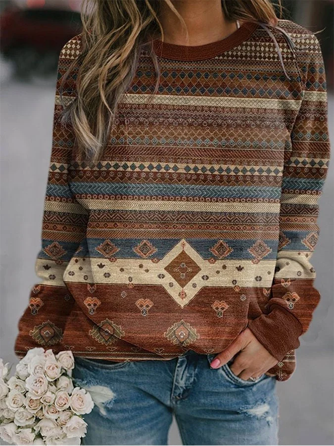 Ethnic Print Sweatshirt