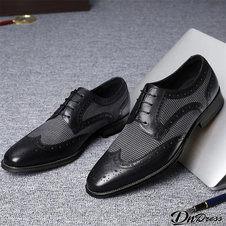 Retro Front Lace-up Breathable Handsome Formal Shoes for Men