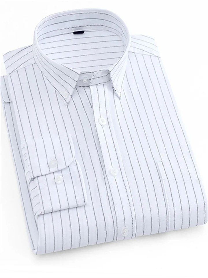 Spring and Summer New Long-sleeved Shirt Men's Jacket Striped Shirt Slim Non-iron Casual Korean Version M-5XL