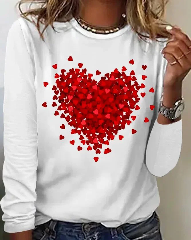 Casual Heart/Cordate Loose T-Shirt