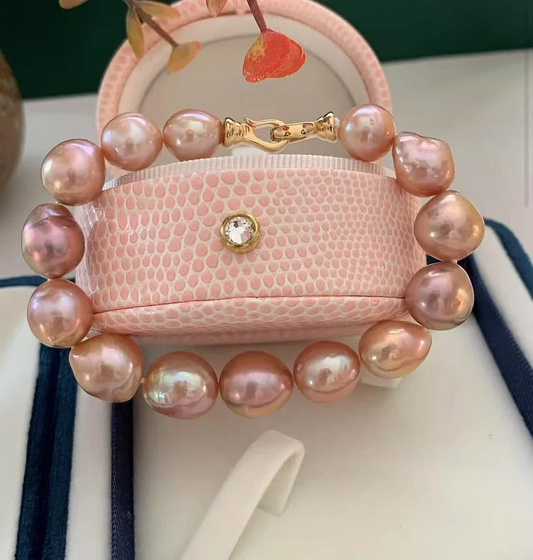 TINA PEARL Aurora pink color candy pearl bracelet s925