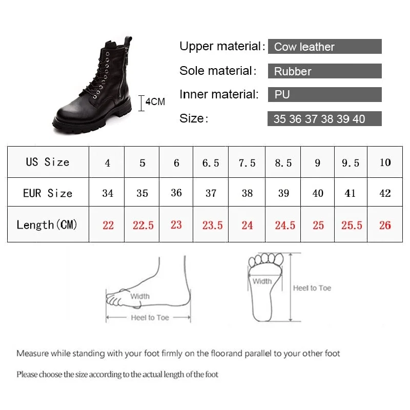 Smile Circle Cow Leather Ankle Boots Women Platform Boots Cow Leather Ladies Shoes zipper Short Motorcycle Boots Autumn