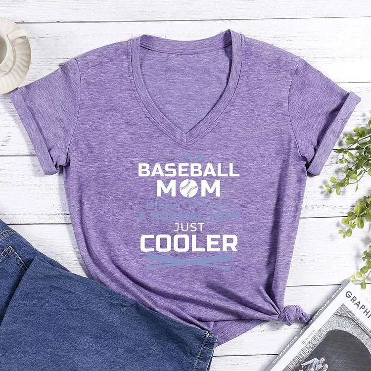 Iam a baseball mom just cooler V-neck T Shirt-Annaletters