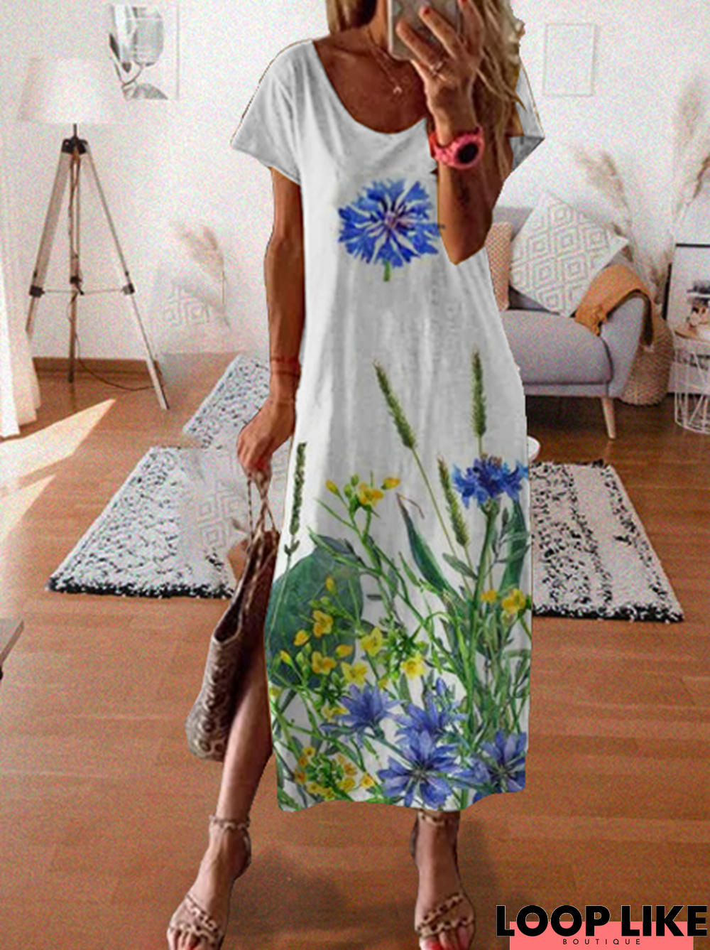 Boho Short Sleeve Knitting Dress