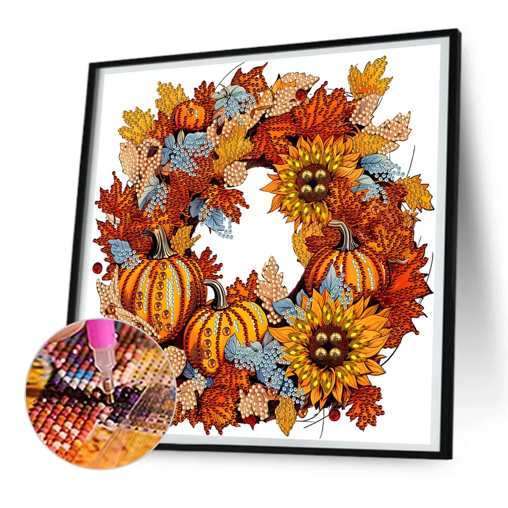 Diamond Painting - Partial Special Shaped Drill - Pumpkin Wreath(Canvas|30*30cm)