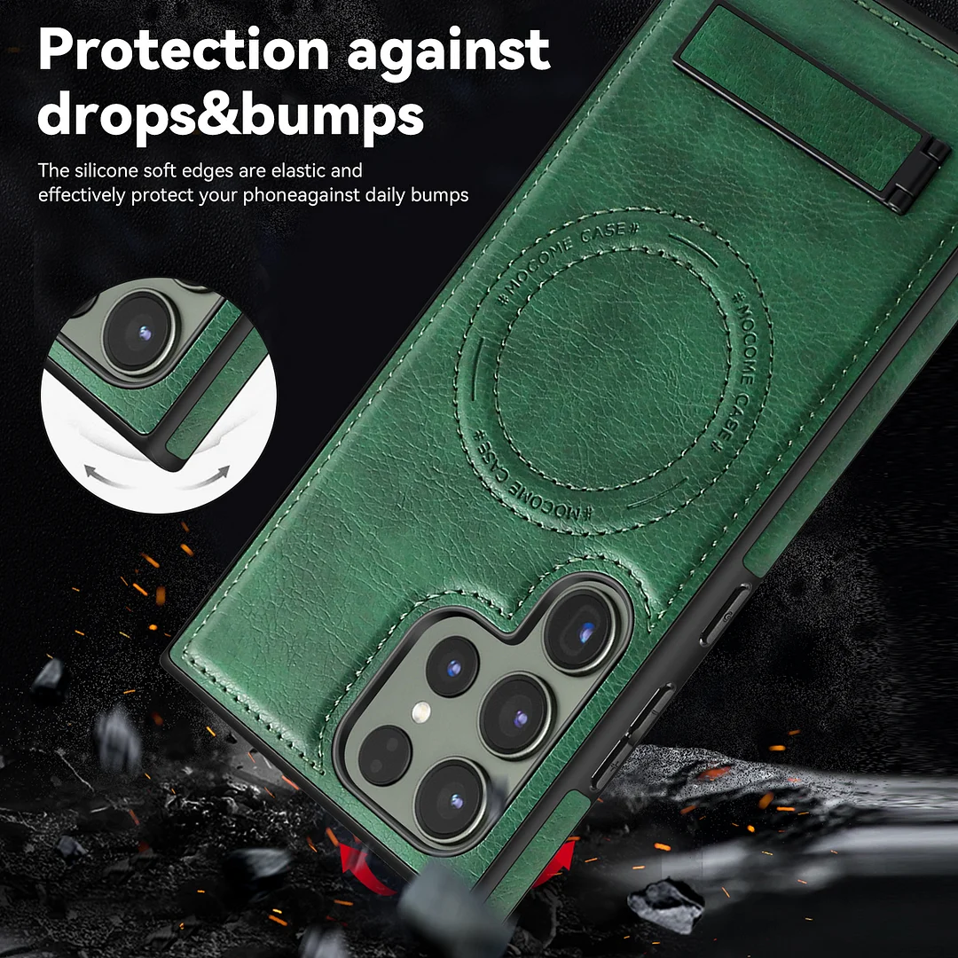 Suitable for Samsung S24\23 series pebbled leather holder mobile phone case