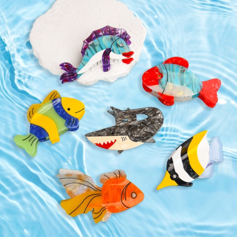 Cute Marine Style Modern Style Women's Animal Fish Acetic Acid Sheets Hair Claws