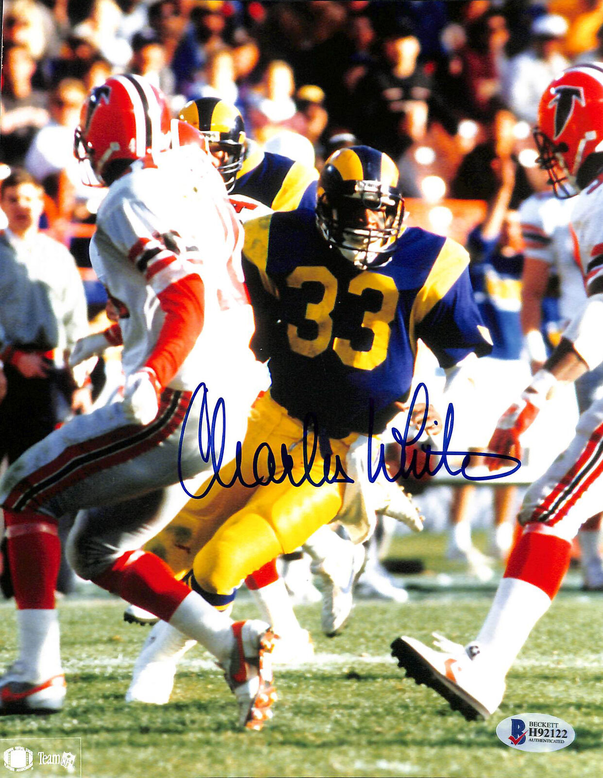 Rams Charles White Authentic Signed 8x10 Photo Poster painting versus Falcons Autographed BAS