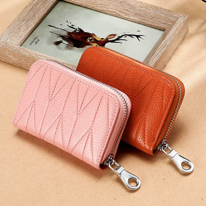 Korean Leather Multi-card Bit Zipper Card Bag Small Coin Purse Simple Organ Card Bag