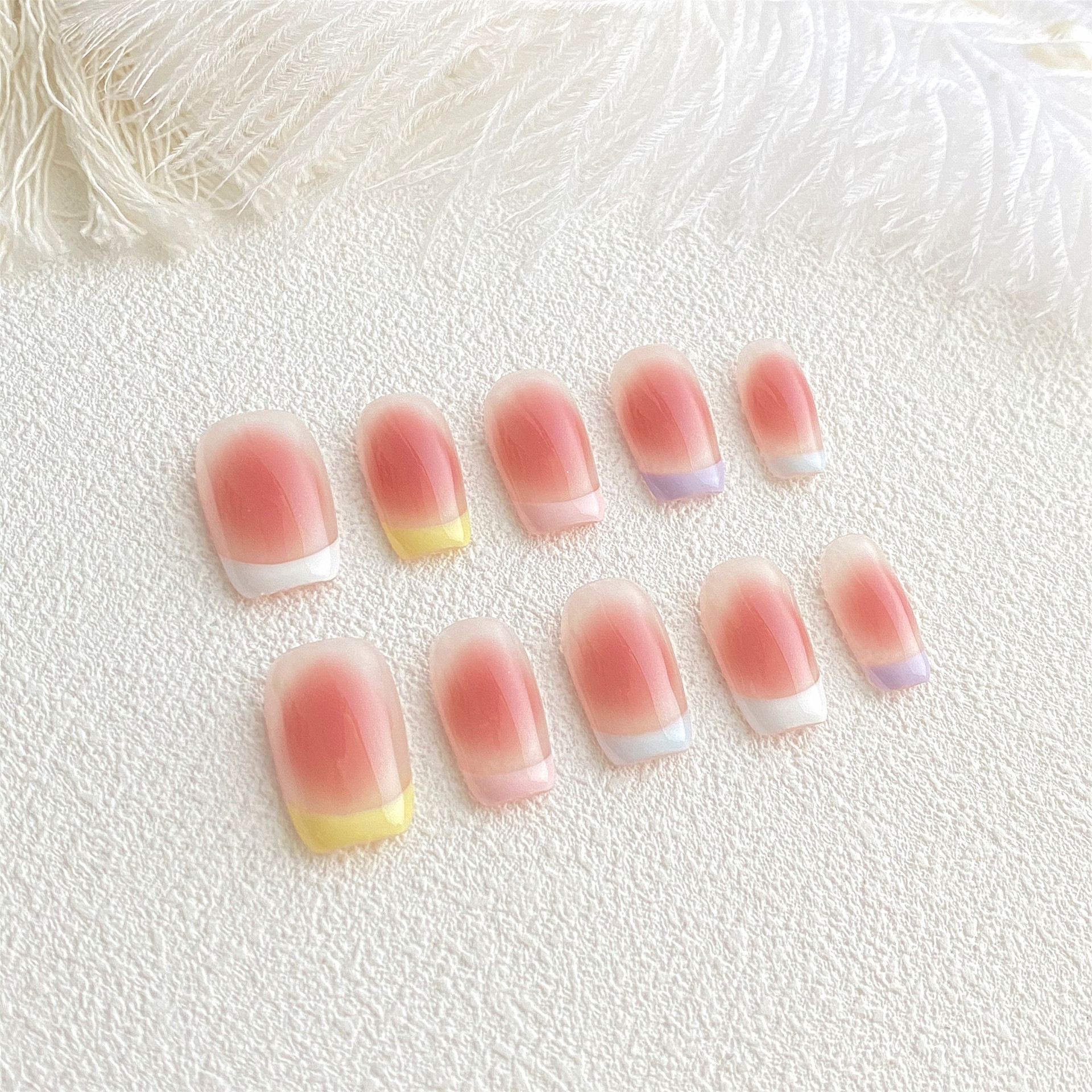Blush Macaron Minimalist French Manicure