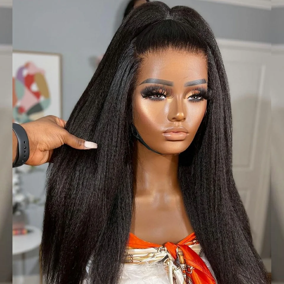 13×4 HD Lace Front Wigs Kinky Straight Hair Pre Plucked Virgin Human Hair Wigs