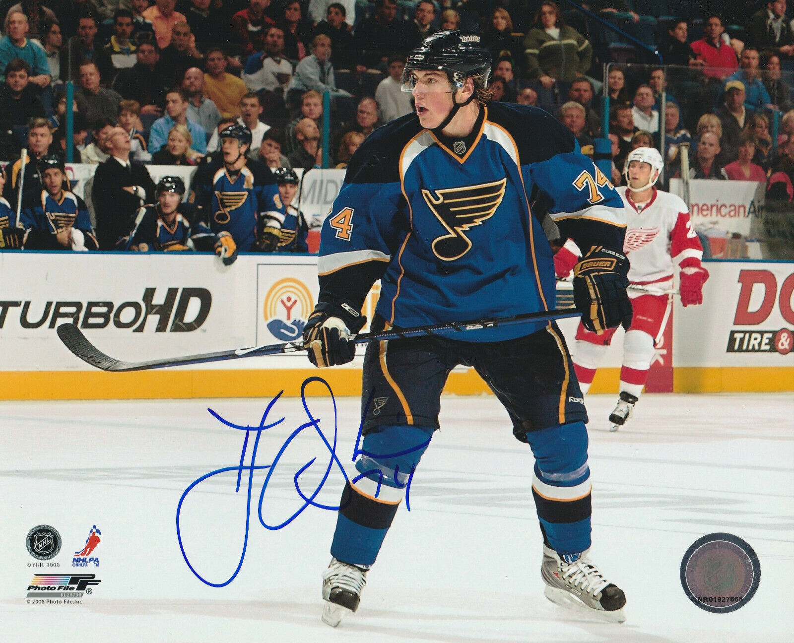 TJ OSHIE SIGNED ST.LOUIS BLUES 8x10 Photo Poster painting #2 Autograph