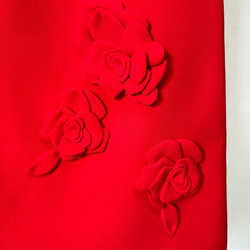 Nigikala Nigikala New Star Fashion Heavy Industry Three-Dimensional Flowers Short-Sleeved Dress