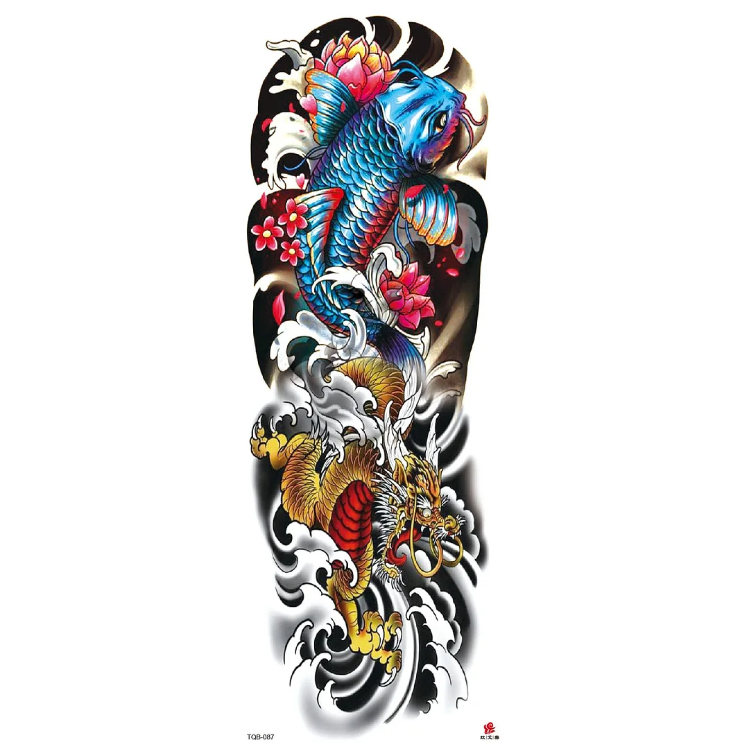 Full Arm Temporary Tattoos Sleeve for Men Women Realistic Fake Tatoo Warrior Lion Mechanical Skull Wolf Rose Tatto Sticker Totem