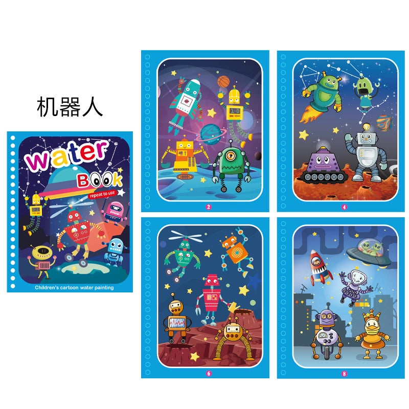 Children’s Magic Water Painting Book Repeated Graffiti Educational Painting Book Scene Early Education Cognitive Matching Quiet Book