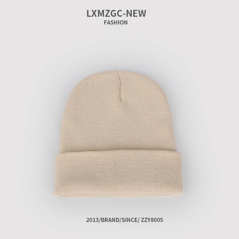 Pure Color Double-layer Warm Korean Style Knitted Hat