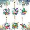 (US Local)6Pcs Double Sided Special Shaped Hummingbird Diamond Painting Keychain Decor