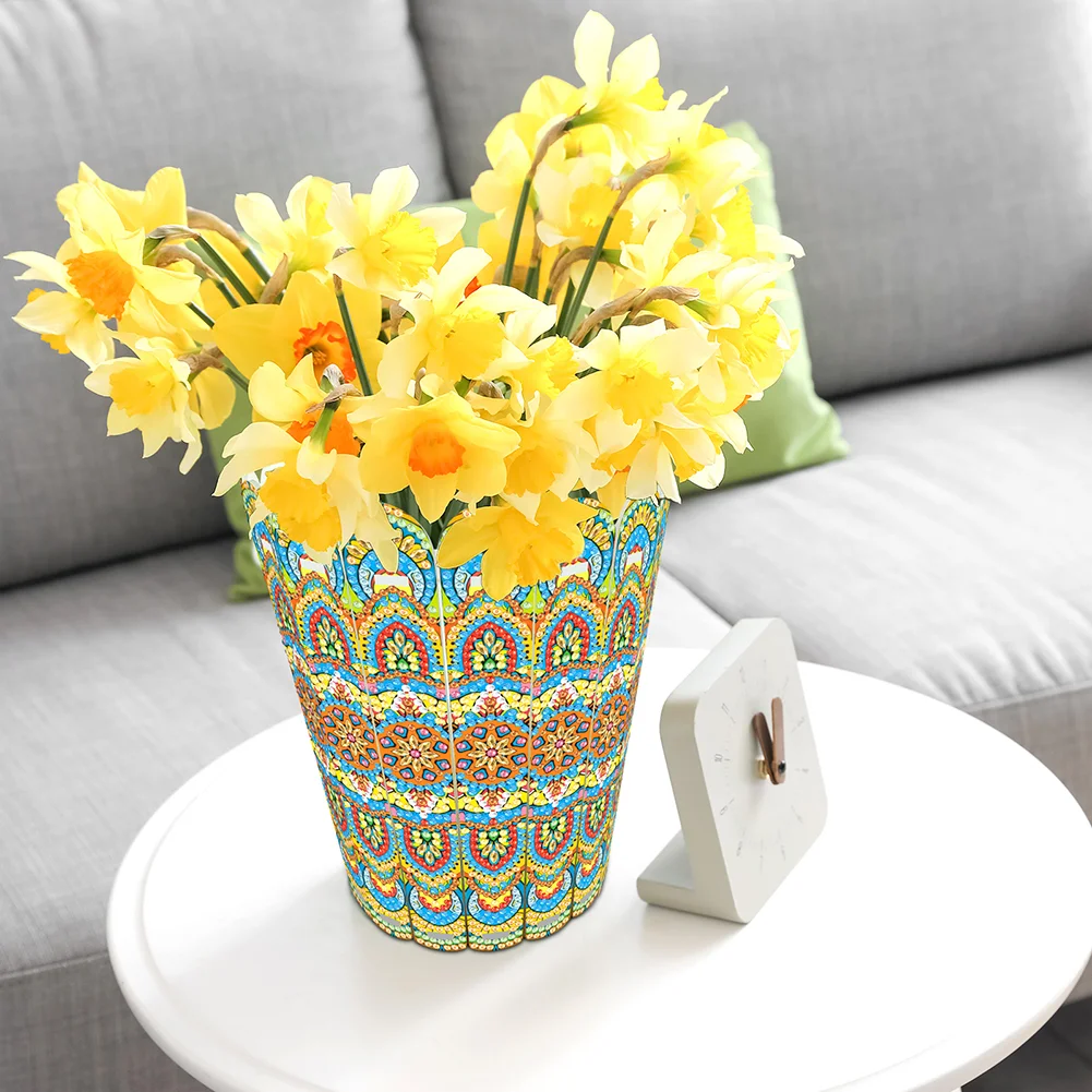 Desktop Diamond Art Flower Arrangement Vase for Home Office Decor (Flower)