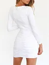 Solid Color Long Sleeves Sexy Mini Dress