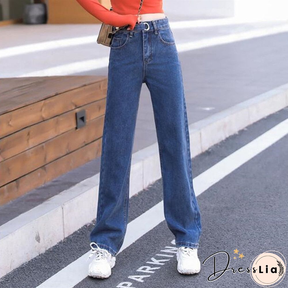 Woman Jeans High Waist Clothes Wide Leg Denim Clothing Blue Streetwear Vintage Quality Fashion Harajuku Straight Pants