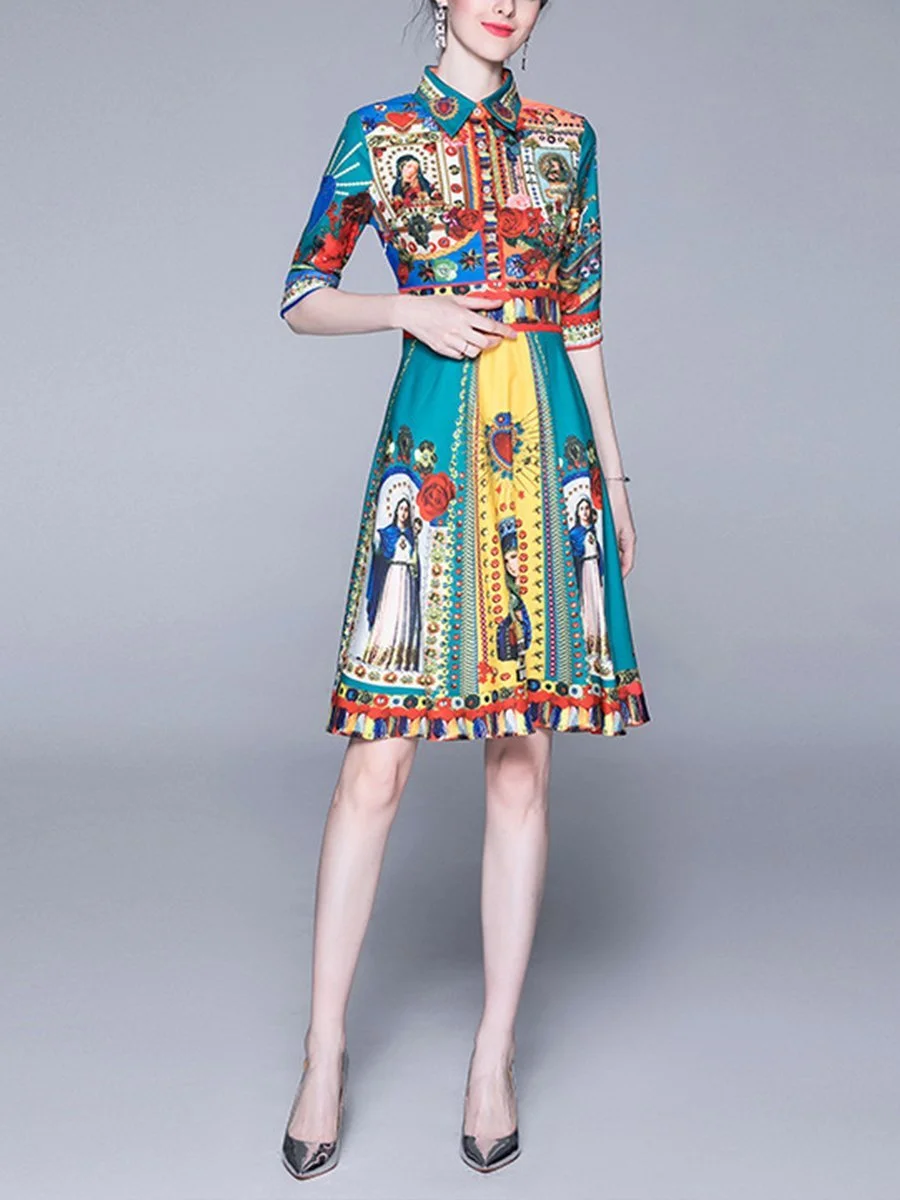 Ethnic Style Printed Dress