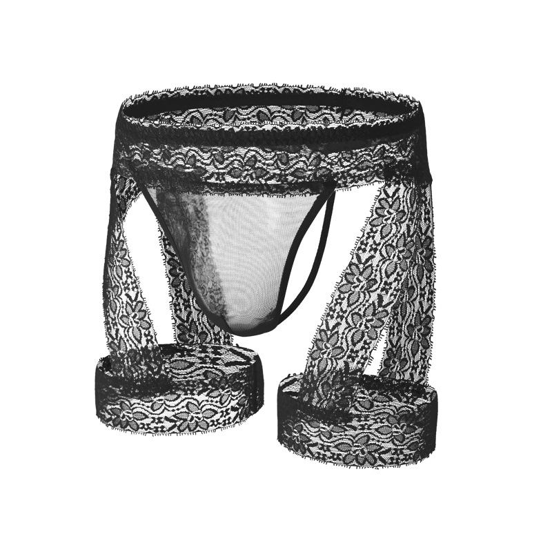 Lovingerie - Men's Lace Tirm Bulge Pouch G-String Underwear with Garter