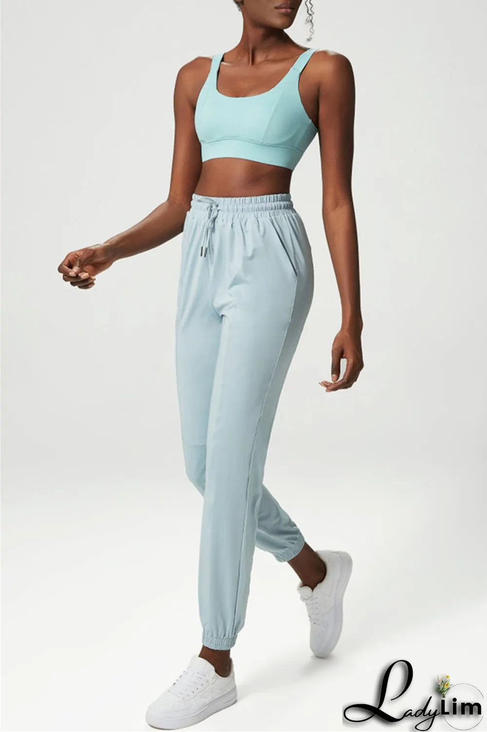 Apricot Casual Sportswear Solid Patchwork Regular High Waist Trousers