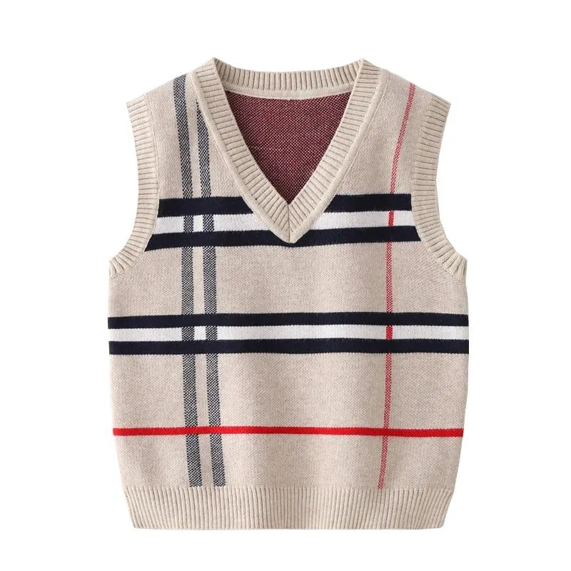 1-8T Toddler Kid Boy Clothes Autumn Winter Warm pullover Top Long Sleeve Plaid Sweater Girl Fashion Knitted Gentleman Knitwear