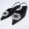 Green Rhinestone Muller Pointed Flat Sole