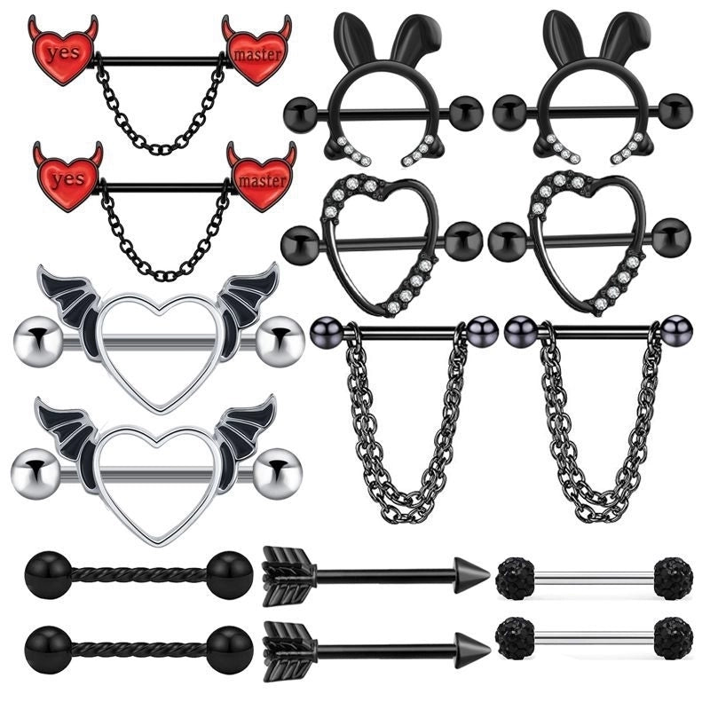 1 Pair Nipple Rings & Studs Minimalist Classic Style Solid Color 304 Stainless Steel Plating Nipple Rings & Studs