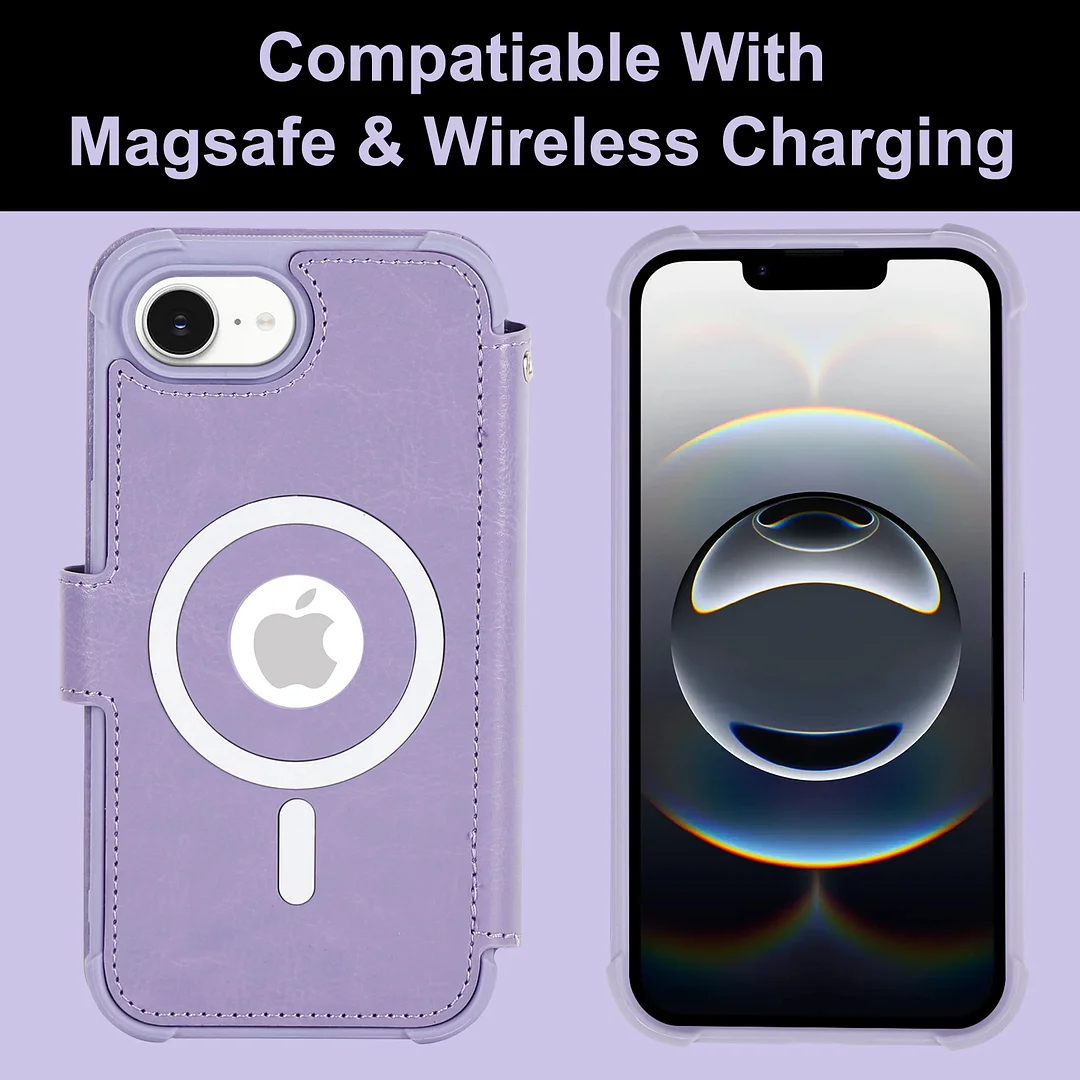 VANAVAGY Compatible for iPhone 16e Wallet Case for Magsafe Wireless Charging