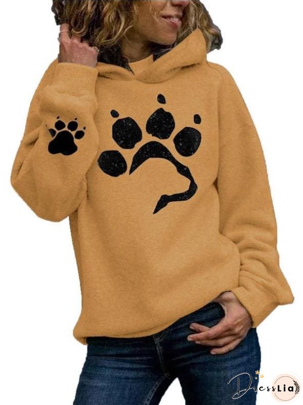 Cute Paw Printed Jumper Hoodie for Women