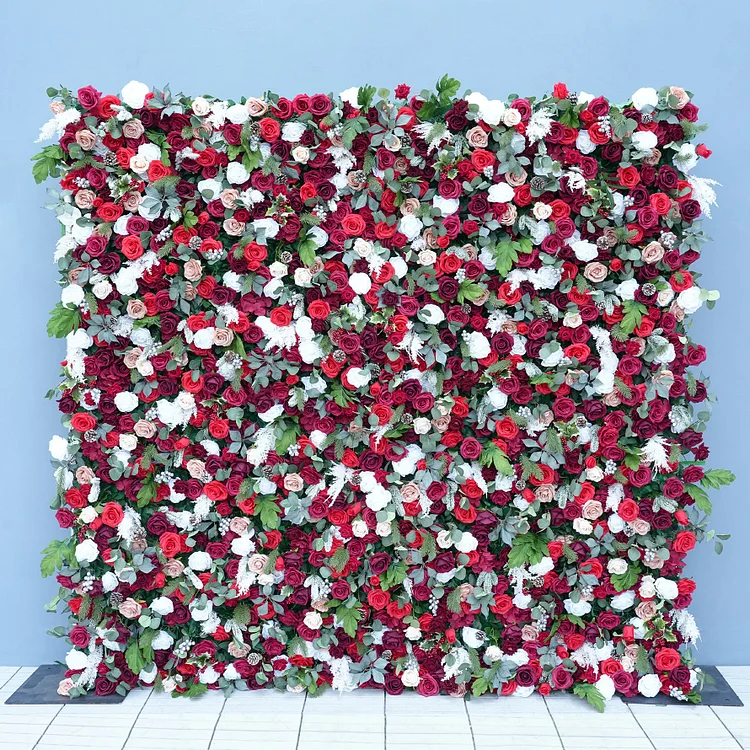 A8778 Christmas Series Fabric Cloth Base 5D Roll Up Curtain Flower Wall