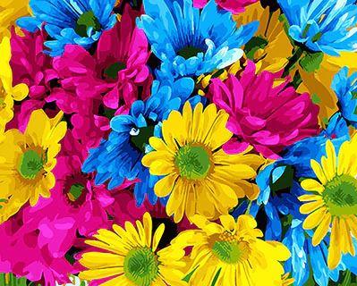 

Pink Blue and Yellow Flowers – Paint By Numbers - 40*50CM, 501 Original