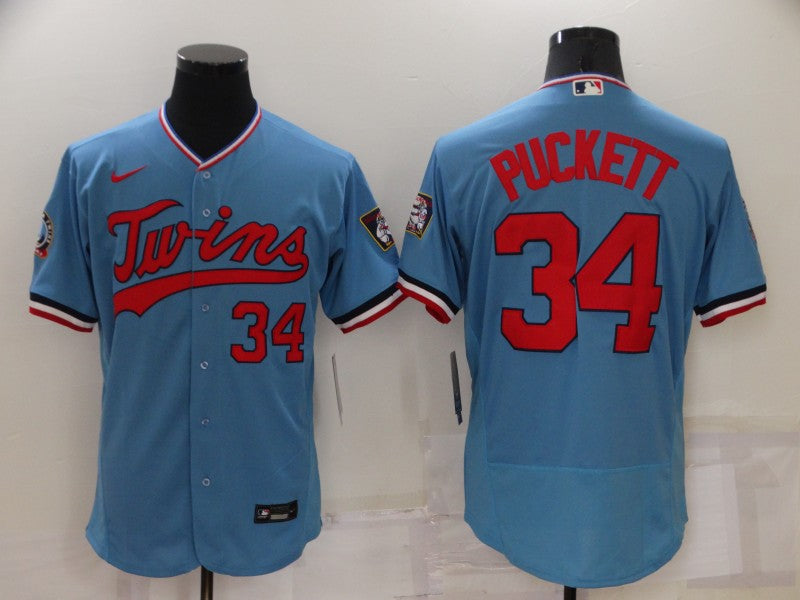 Men's Minnesota Twins Kirby Puckett #34 Blue Stitched Jersey mysite