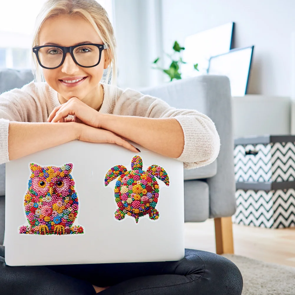 12 Pcs Flower Animals 5D Diamond Painting Sticker Kit Diamond Art Stickers