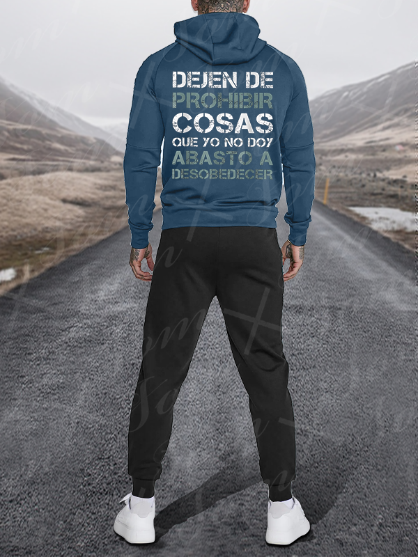 Men's Causal Printed Hoodied and Pants Suit