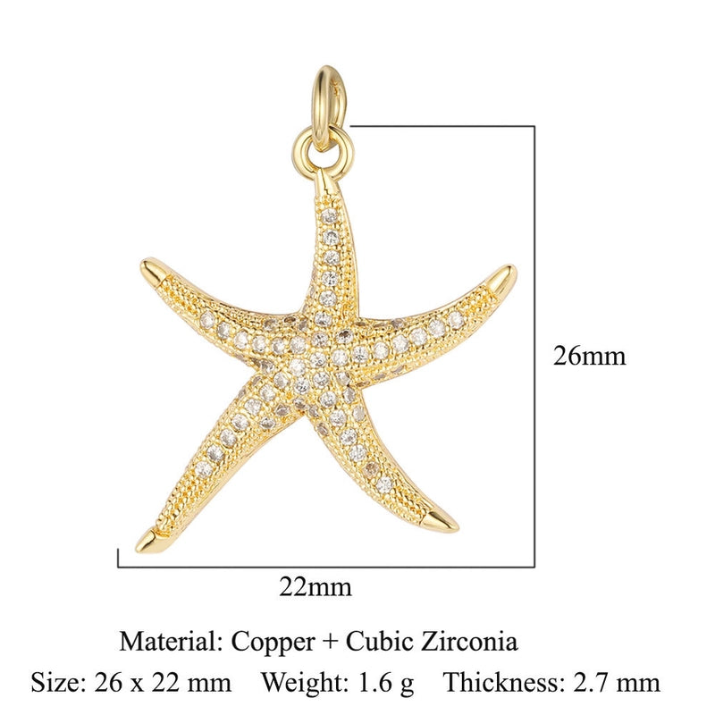 1 Piece Copper Zircon 18K Gold Plated Fox Mermaid
