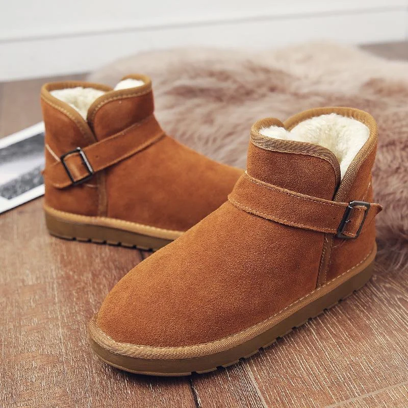 Winter Slip-On Fur Buckle Ankle Boots