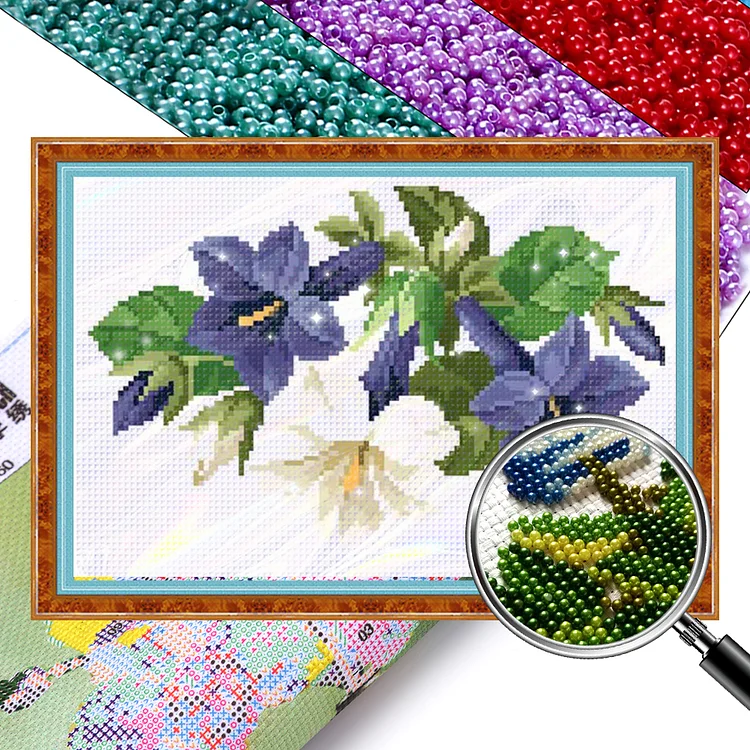 【Bead Embroidery】Flower 34x22cm 9CT Stamped Cross Stitch gbfke