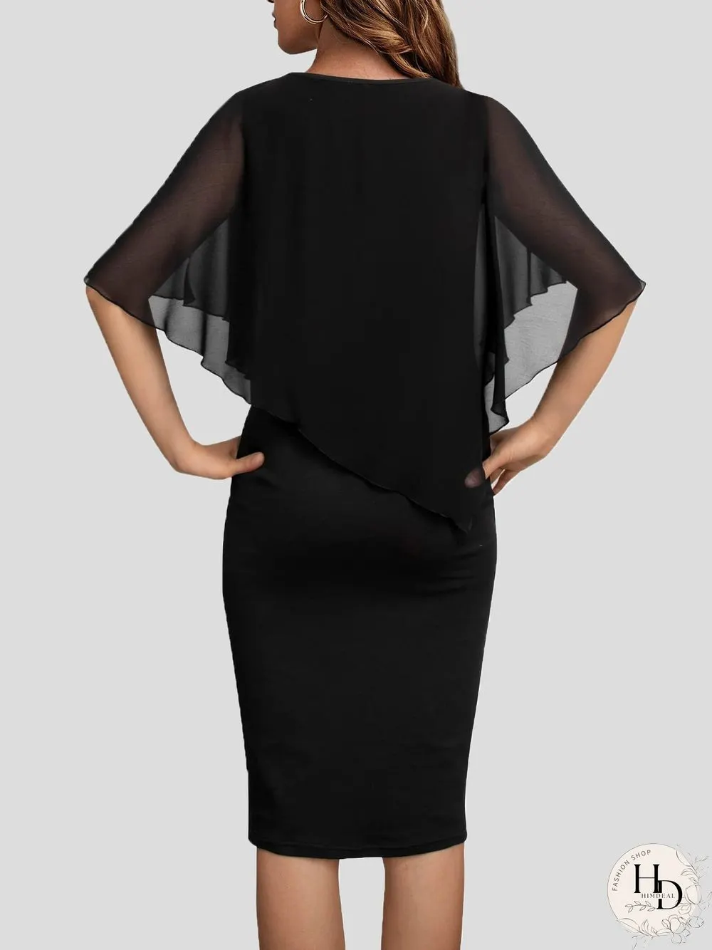 Women'S Dresses V-Neck Chiffon Shawl Slim Fit Dress