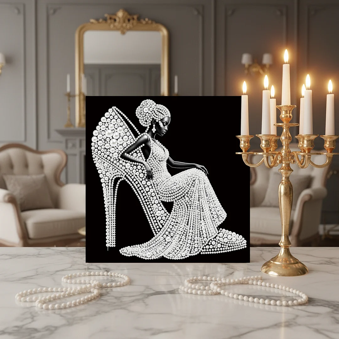 Girl In High Heels - DIY Pearl Diamond Art Kit With Frame 25*25cm