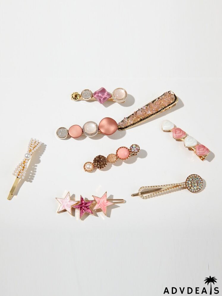 8pcs Star & Heart Decor Hair Clip